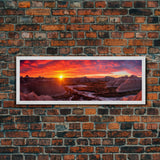 Photographic Panoramic of Badlands National Park, Sunset Photography, National Park Art, Framed Canvas Print, Landscape Photography