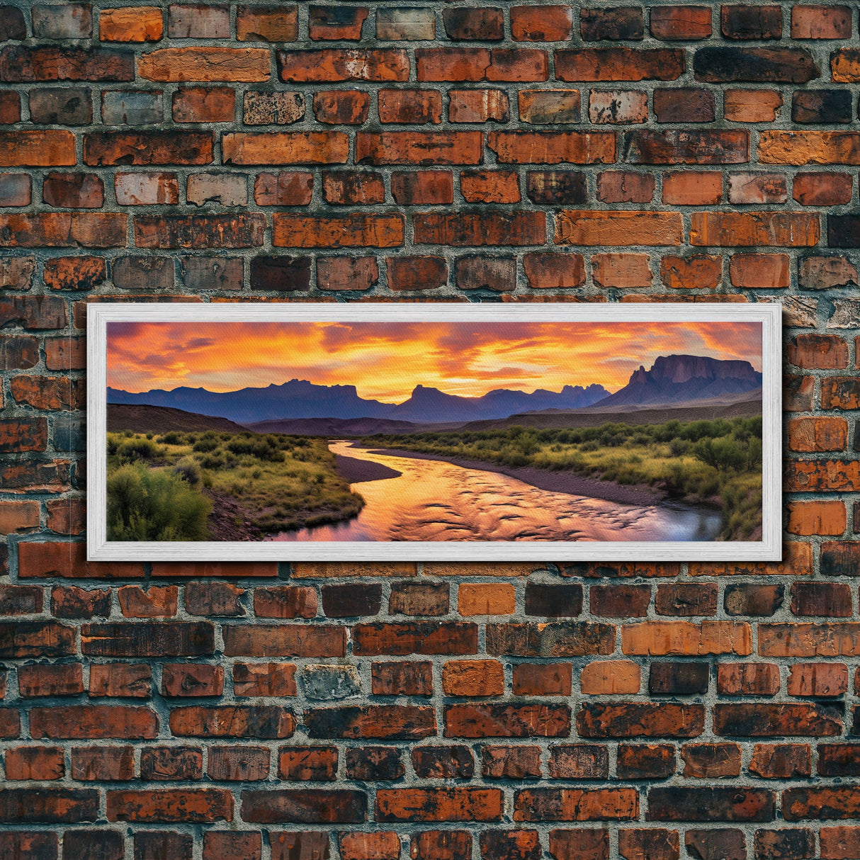 Photographic Panoramic of Big Bend Texas National Park, Sunset Photography, National Park Art, Framed Canvas Print, Landscape Photography