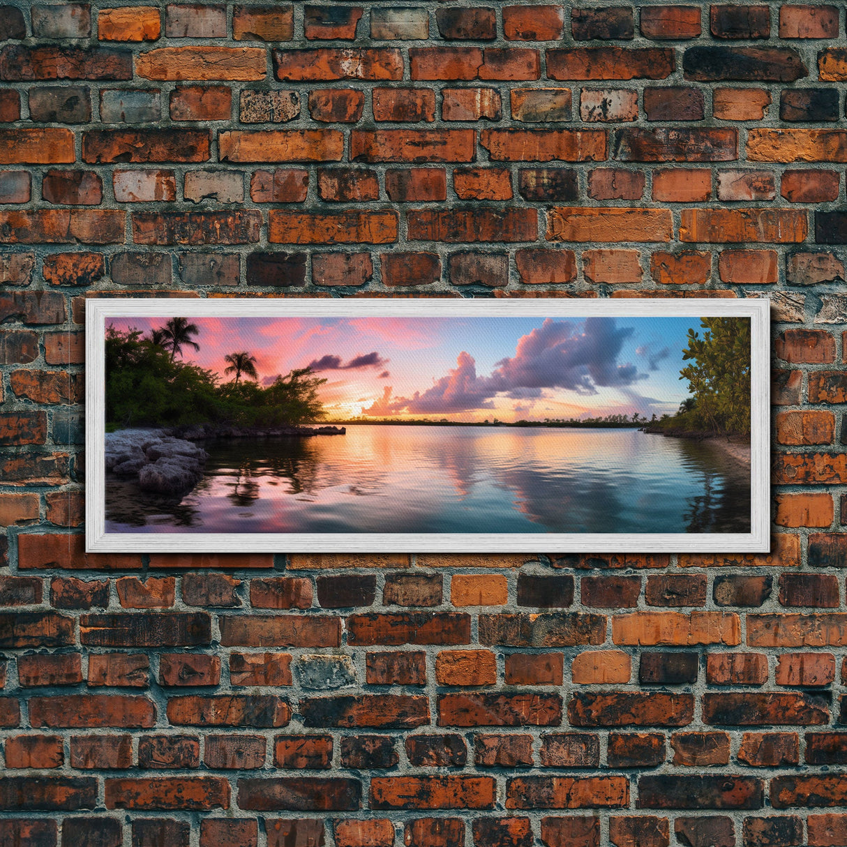 Photographic Panoramic of Biscayne Florida National Park, Sunset Photography, National Park Art, Framed Canvas Print, Landscape Photography