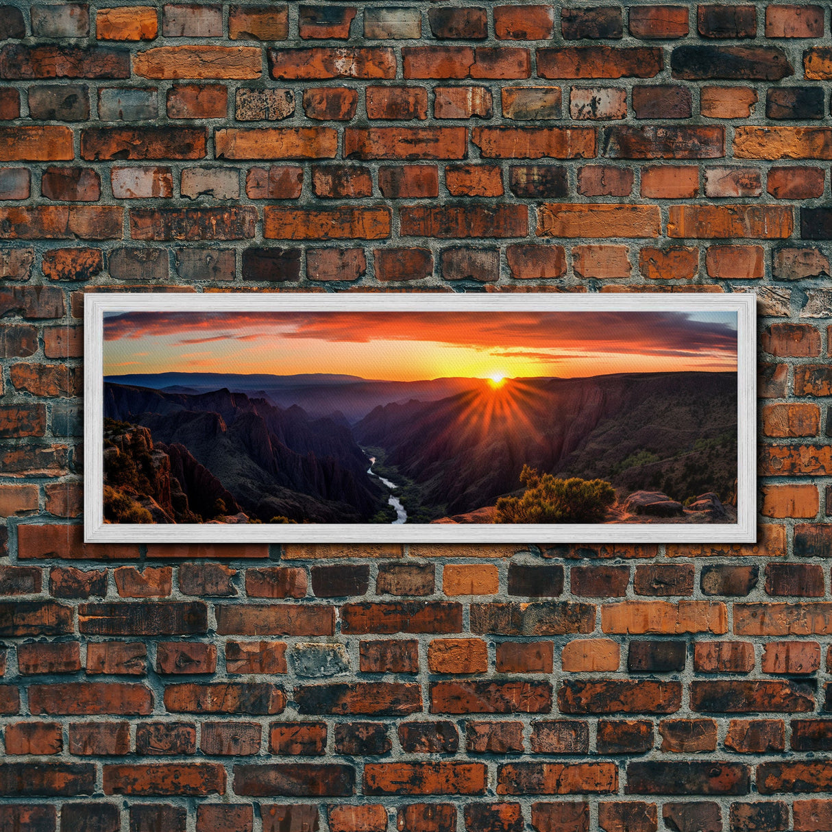 Photographic Panoramic of Black Canyon Of The Gunnison National Park, Sunset Photography, Framed Canvas Print, Landscape Photography