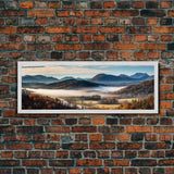 Photographic Panoramic of Blue Ridge Mountains National Parkway, Sunset Photography, Wall Art, Framed Canvas Print, Landscape Photography