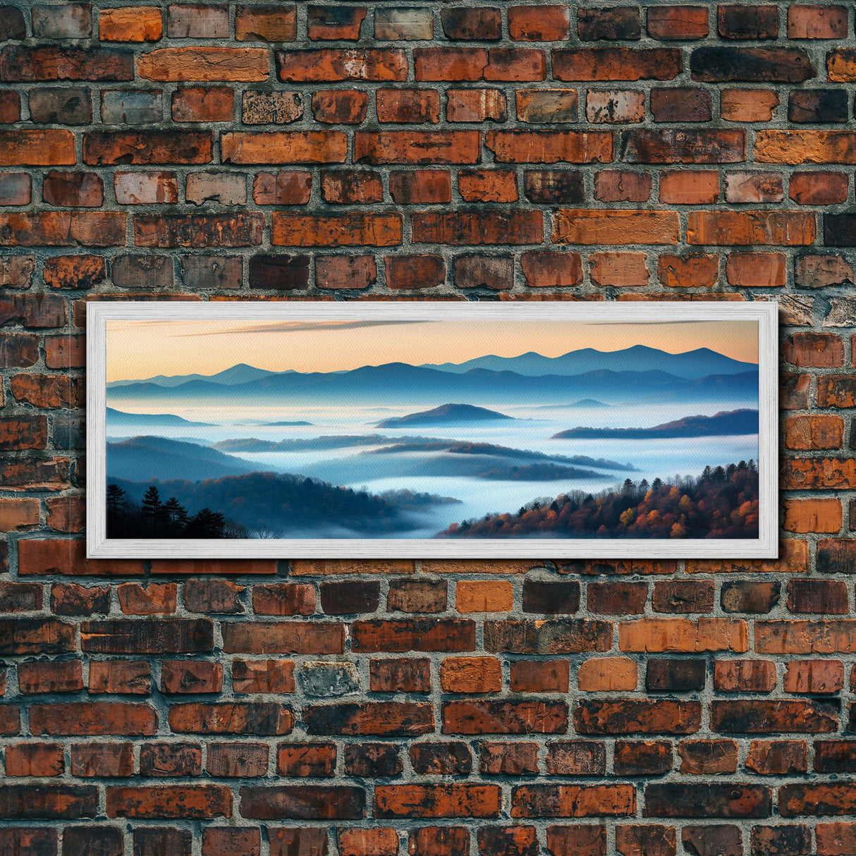 Photographic Panoramic of Blue Ridge Mountains National Parkway, Sunset Photography, Wall Art, Framed Canvas Print, Landscape Photography