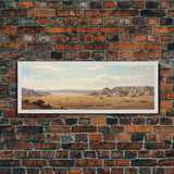 Panoramic Watercolor of Badlands National Park, North Dakota Wall Art, Landscape Painting Travel Art