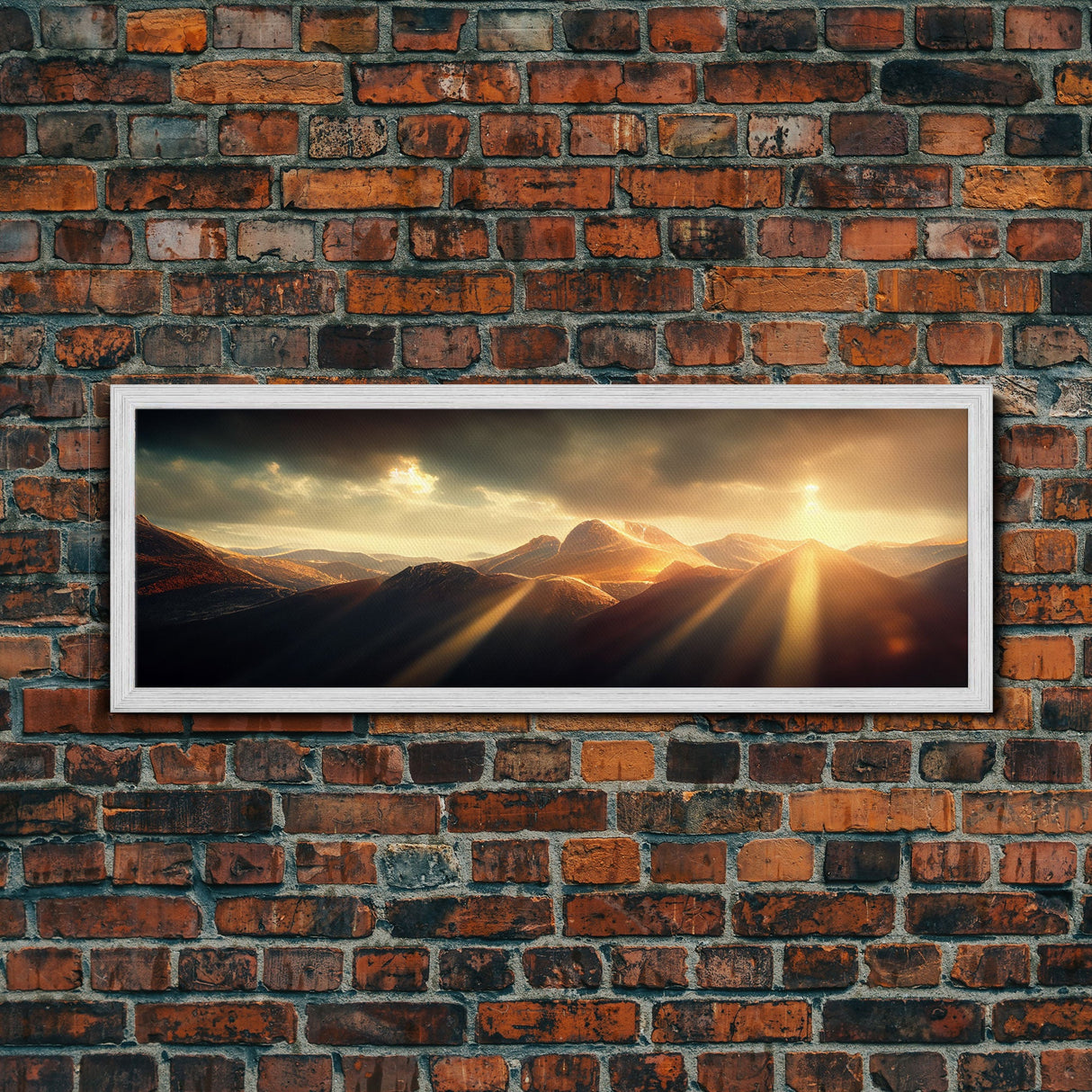 Sunrise Over The Mountains, Ready To Hang Canvas Print, Panoramic Art, Above Bed Art, Above Couch Art, Above Sofa Landscape Decor