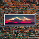 Panoramic Canvas Print, Mountain Sunrise Wall Decor, Cool Wall Art, Ready To Hang, Vaporwave Sunset, Cool Landscape Art