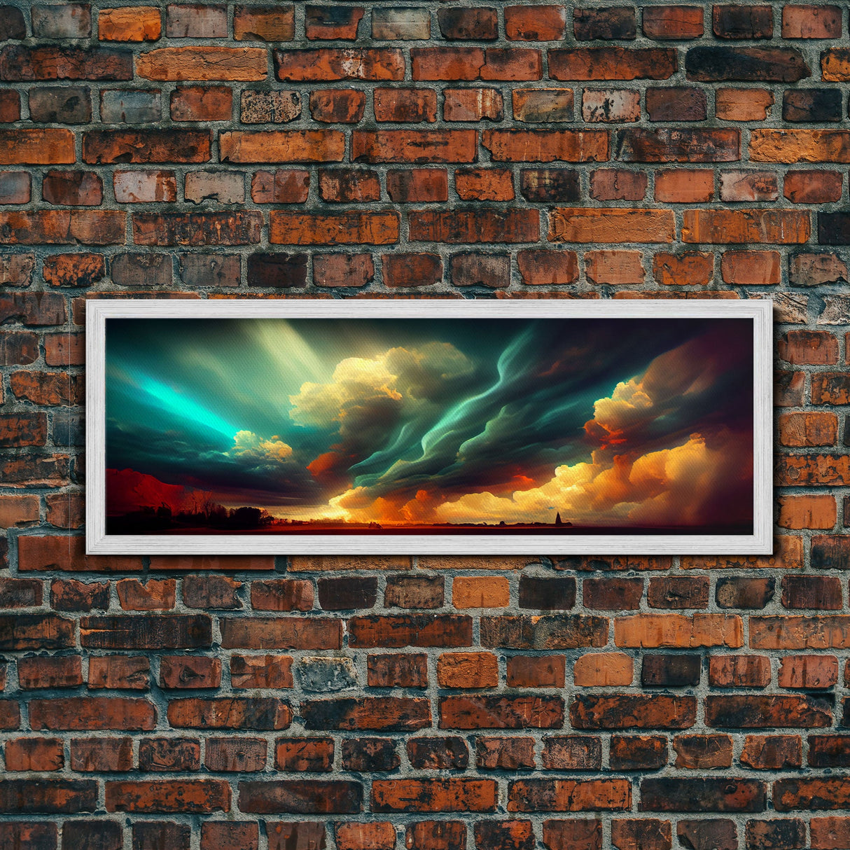 A Rain Storm, Texas Art, Framed Canvas Print, Panoramic Wall Art, Extra Large Art, Huge Wall Art, Above Couch / Sofa Living Room Art