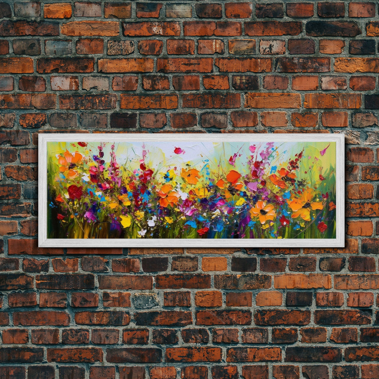 Panoramic Wildflowers Canvas Print, Beautiful Ultra-Wide Wall Art, Original Flower Painting, Floral Art, Botantical Wall Art, Oil Painting