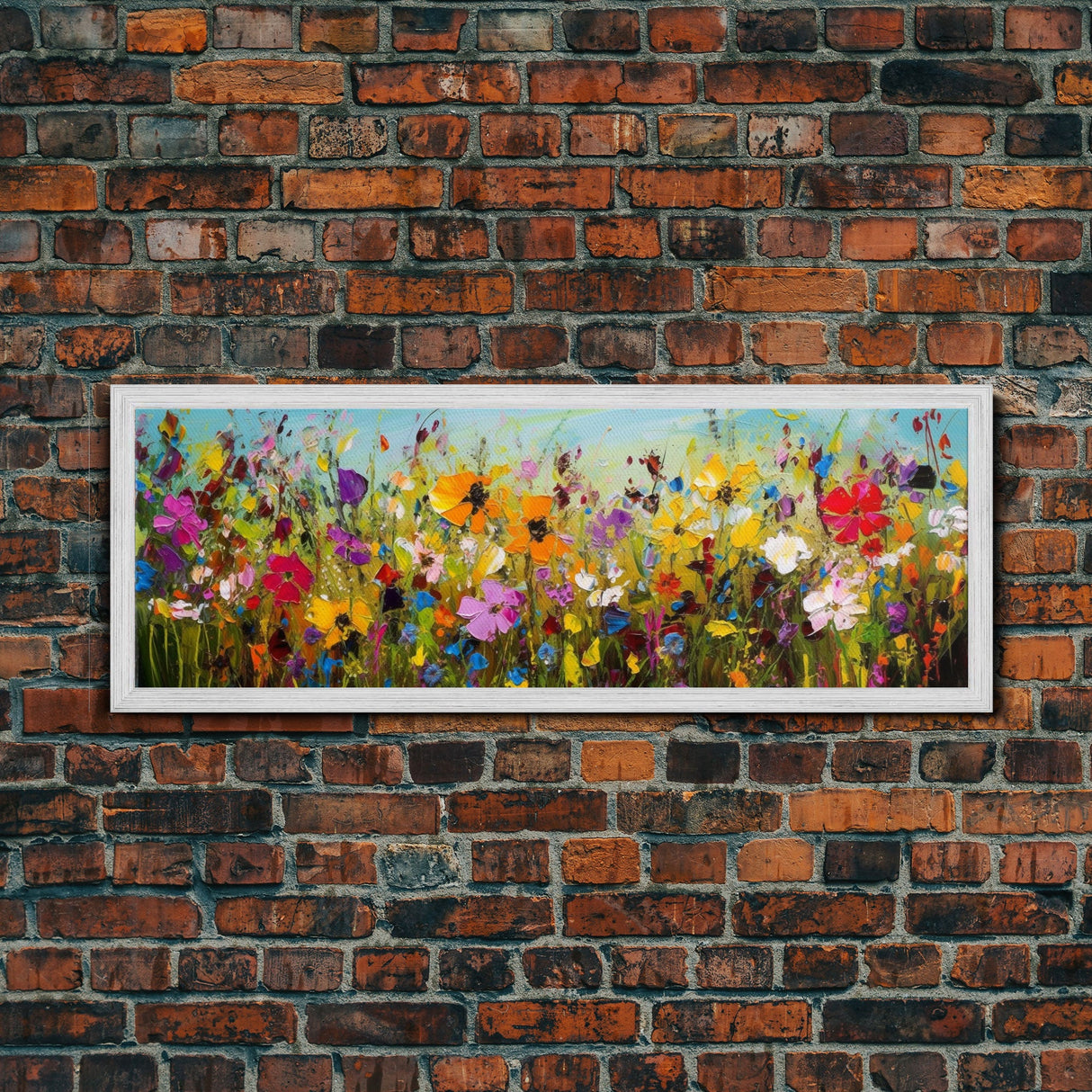 Panoramic Wildflowers Canvas Print, Beautiful Ultra-Wide Wall Art, Original Flower Painting, Floral Art, Botantical Wall Art, Oil Painting