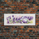 Lavender Wall Art, Ready To Hang Canvas Print, Panoramic Art, Floral Arrangement Wall Decor