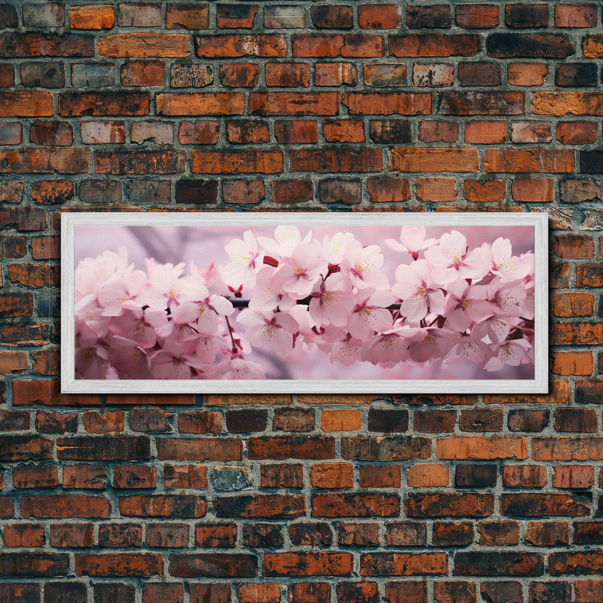 Cherry Blossoms In The Spring, Framed Canvas Print, Photography Print, Panoramic Wall Art, Above Sofa Decor