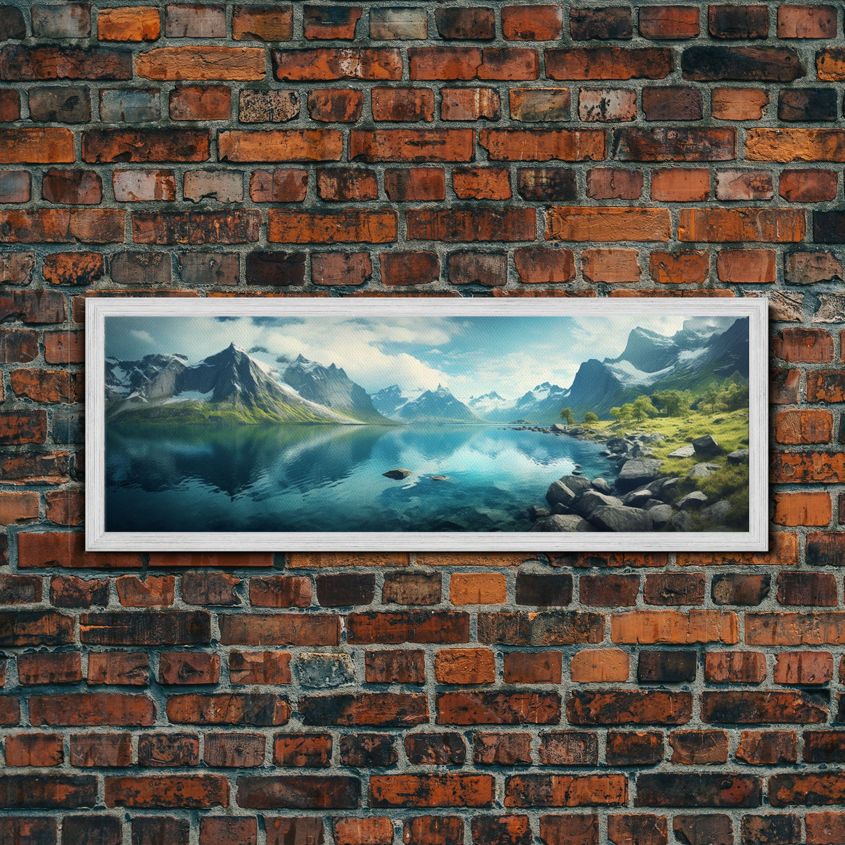 Panoramic Photography Print Of Fjords of Norway, Framed Canvas Print, Panoramic Landscape Photography Art