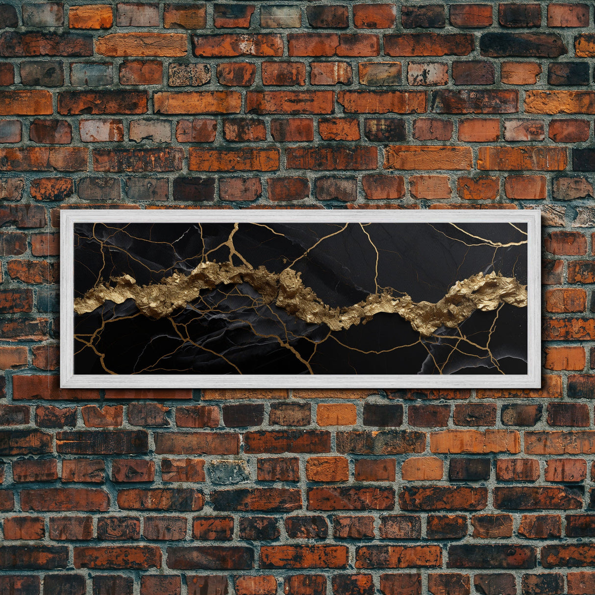 Black and Gold Marble Canvas Wall Art, Abstract Canvas Art, Panoramic Art, Large Wall Art, Marble Wall Decor, Large Canvas Art, Modern Art