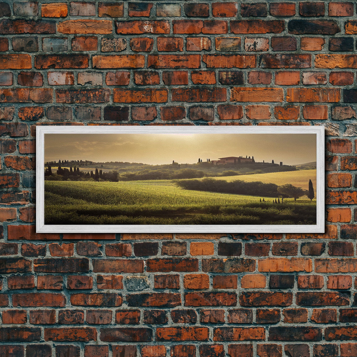 Italian Countryside at Sunset, Extra Large Wall Art, Framed Panoramic Canvas Print, Framed Wall Decor