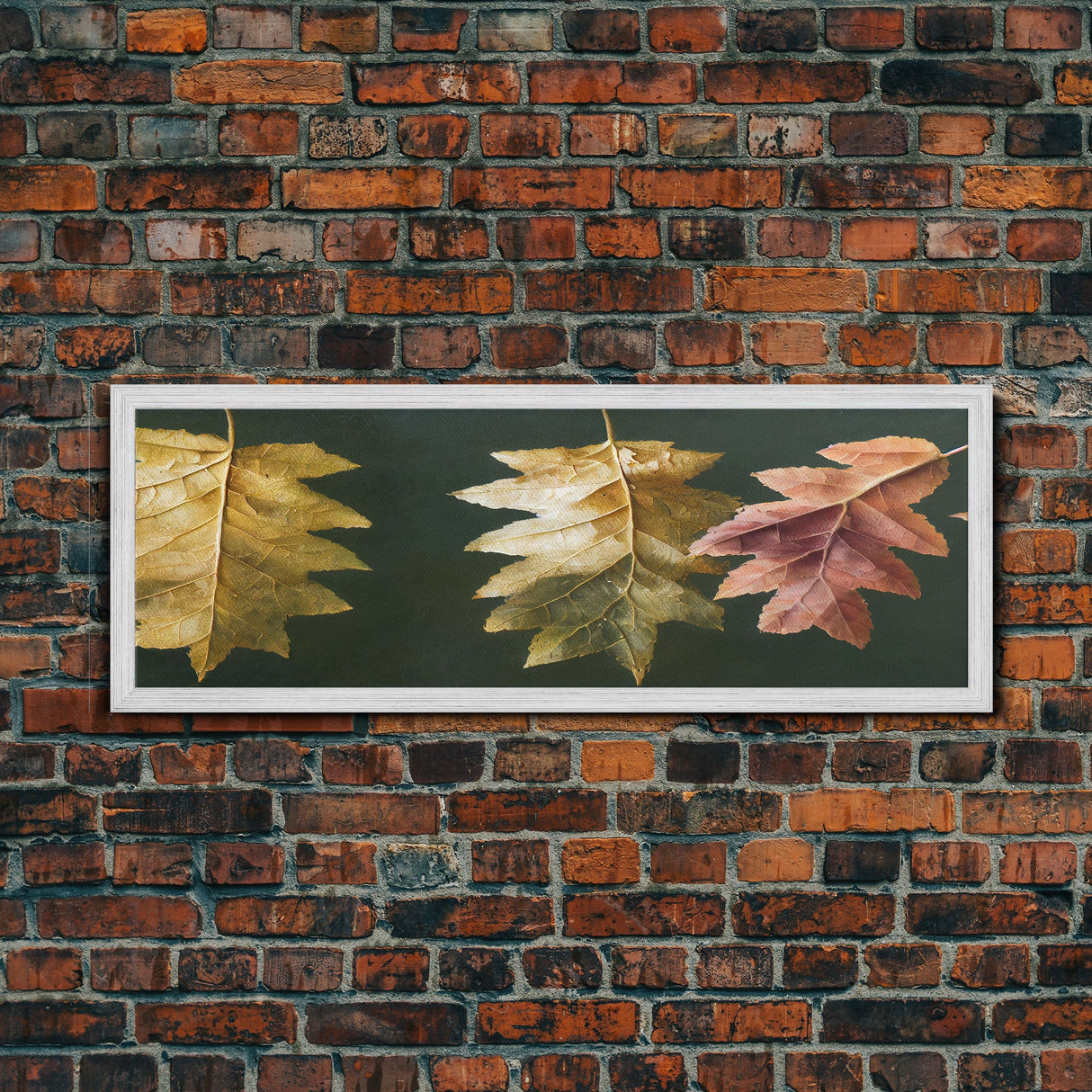 Fall Decor, Fall Leaves Panoramic Art, Extra Large Wall Art, Framed Panoramic Canvas Print, Framed Wall Art