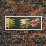 Fall Decor, Fall Leaves Panoramic Art, Extra Large Wall Art, Framed Panoramic Canvas Print, Framed Wall Art