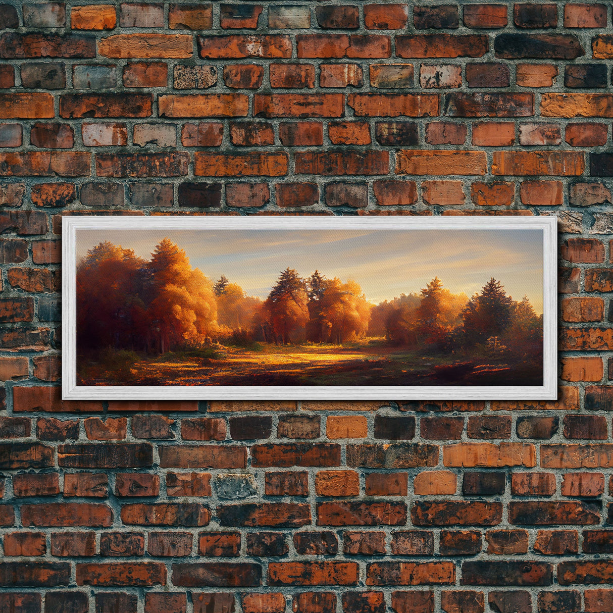 A Forest In Autumn, Fall Decor, Extra Large Wall Art, Framed Panoramic Canvas Print, Framed Wall Decor