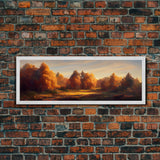 A Forest In Autumn, Fall Decor, Extra Large Wall Art, Framed Panoramic Canvas Print, Framed Wall Decor