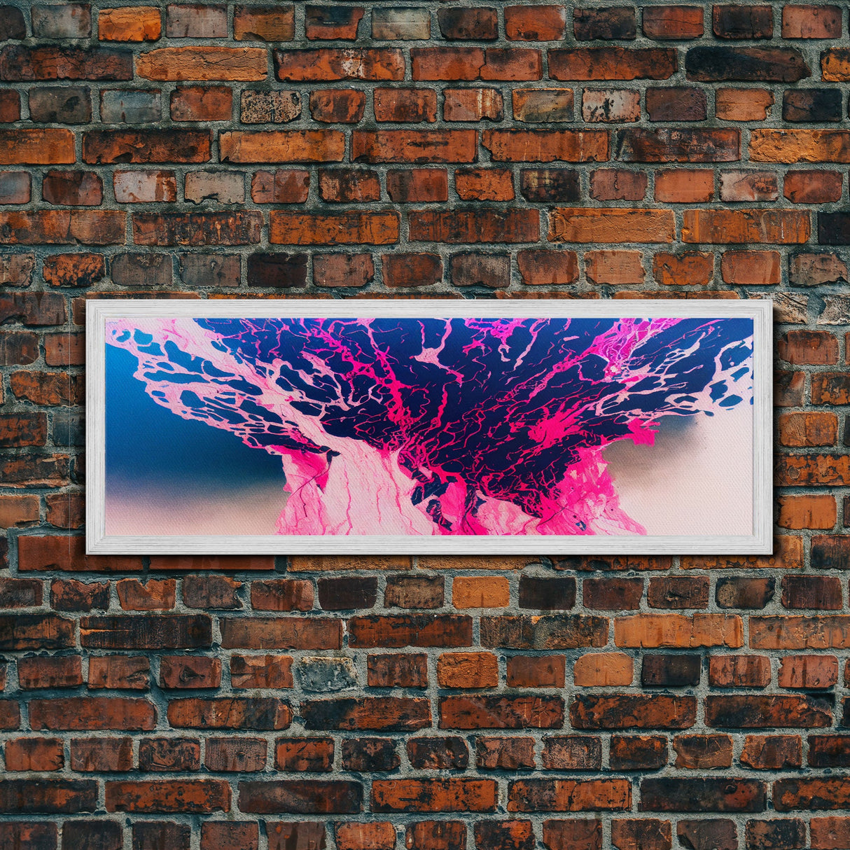 Bubblegum Pink Abstract Explosion Art, Extra Large Wall Art, Framed Panoramic Canvas Print, Framed Wall Art