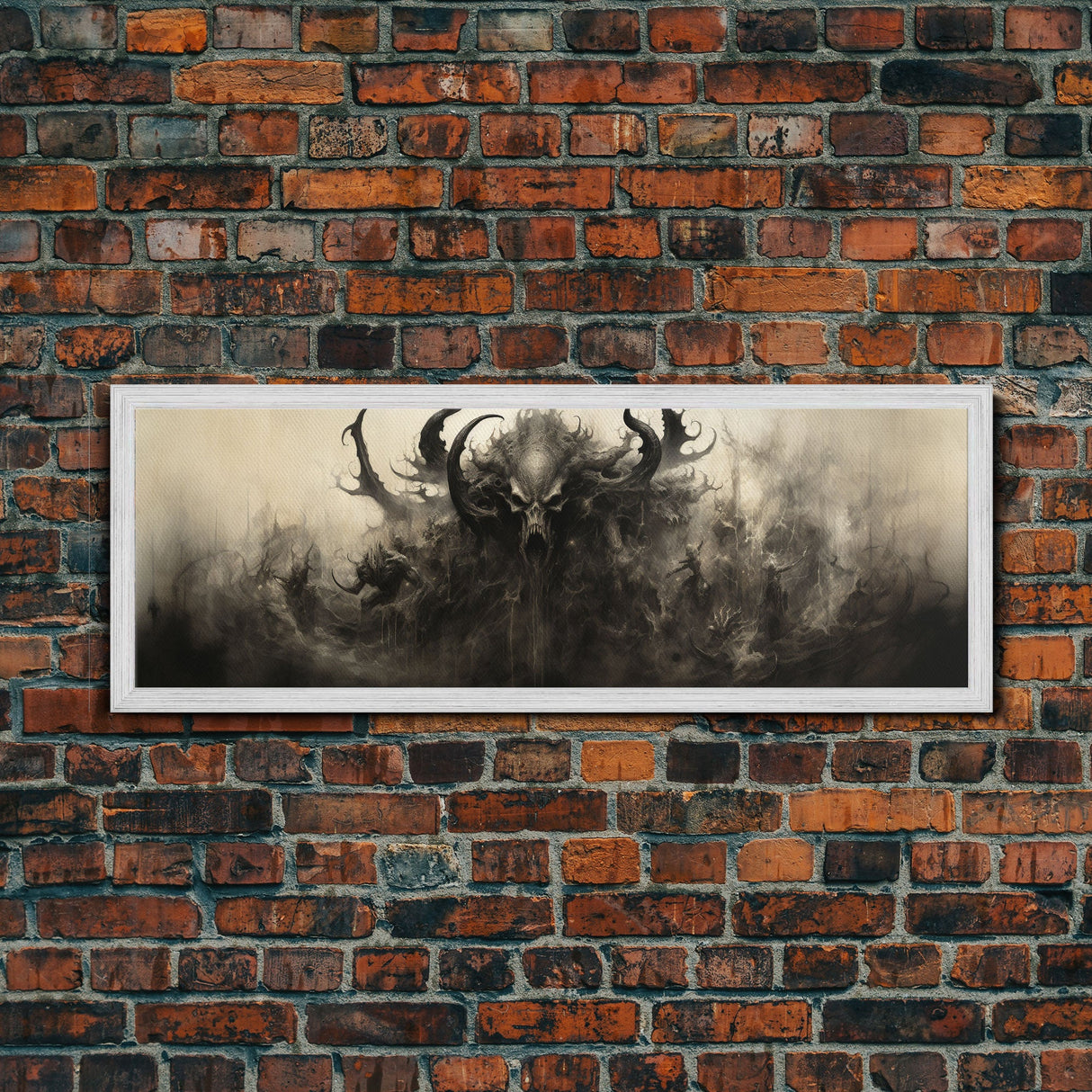 The Demon, Panoramic Canvas Print, Framed Halloween Art, Spooky Decor, Halloween Art, Halloween Wall Art, Halloween Art Print