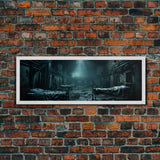 An Abandoned Insane Asylum, Canvas Print Framed Halloween Art, Spooky Decor Panoramic Halloween Art, Halloween Wall Art, Halloween Art Print