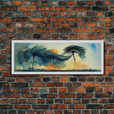 Palm Tree In A Hurricane, Extra Large Wall Art, Framed Panoramic Canvas Print, Framed Wall Art