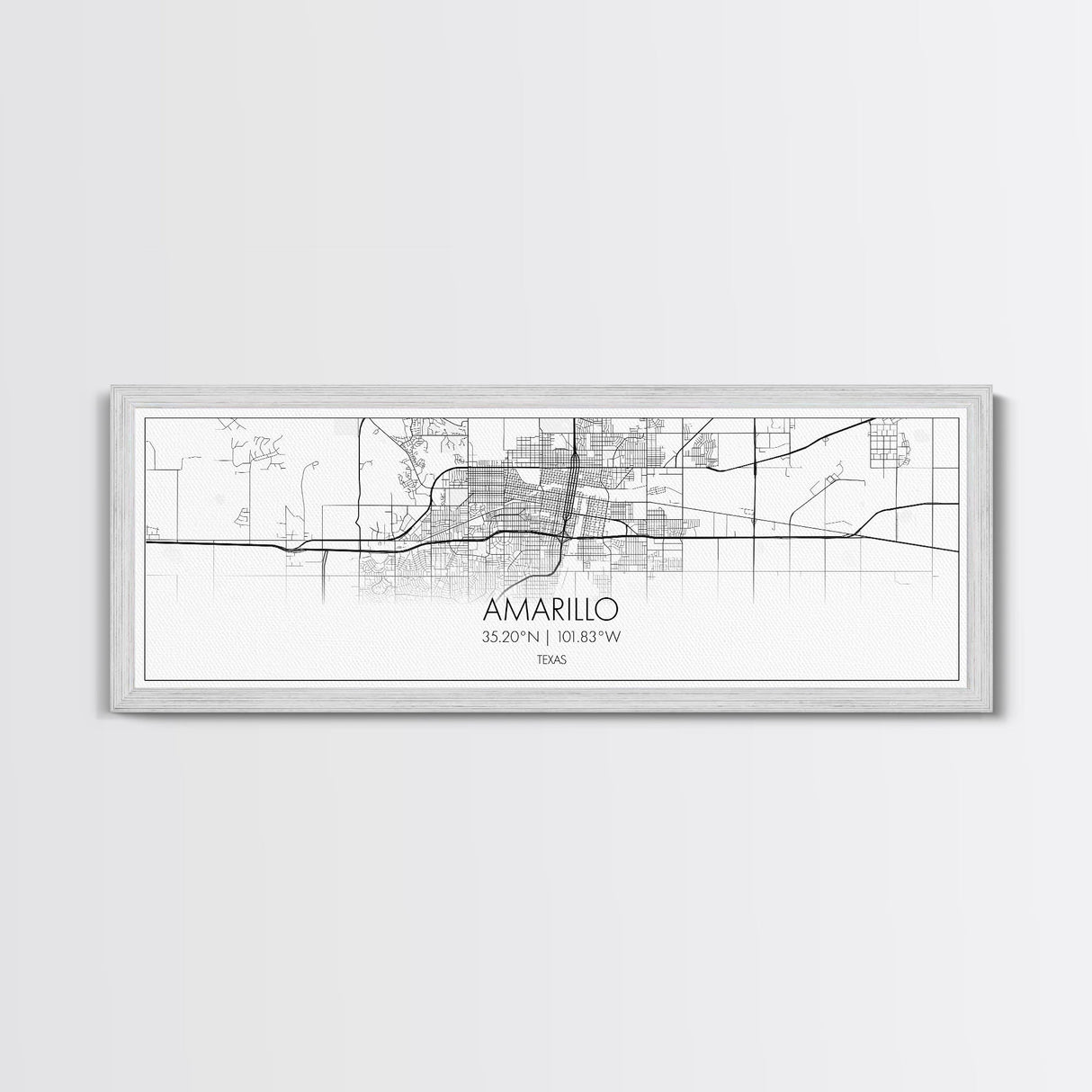 Panoramic Amarillo City Map, Texas Art, Map Print, Minimalist Wall Art, Canvas Art, Housewarming Gift, Street Map Art, Closing Gift