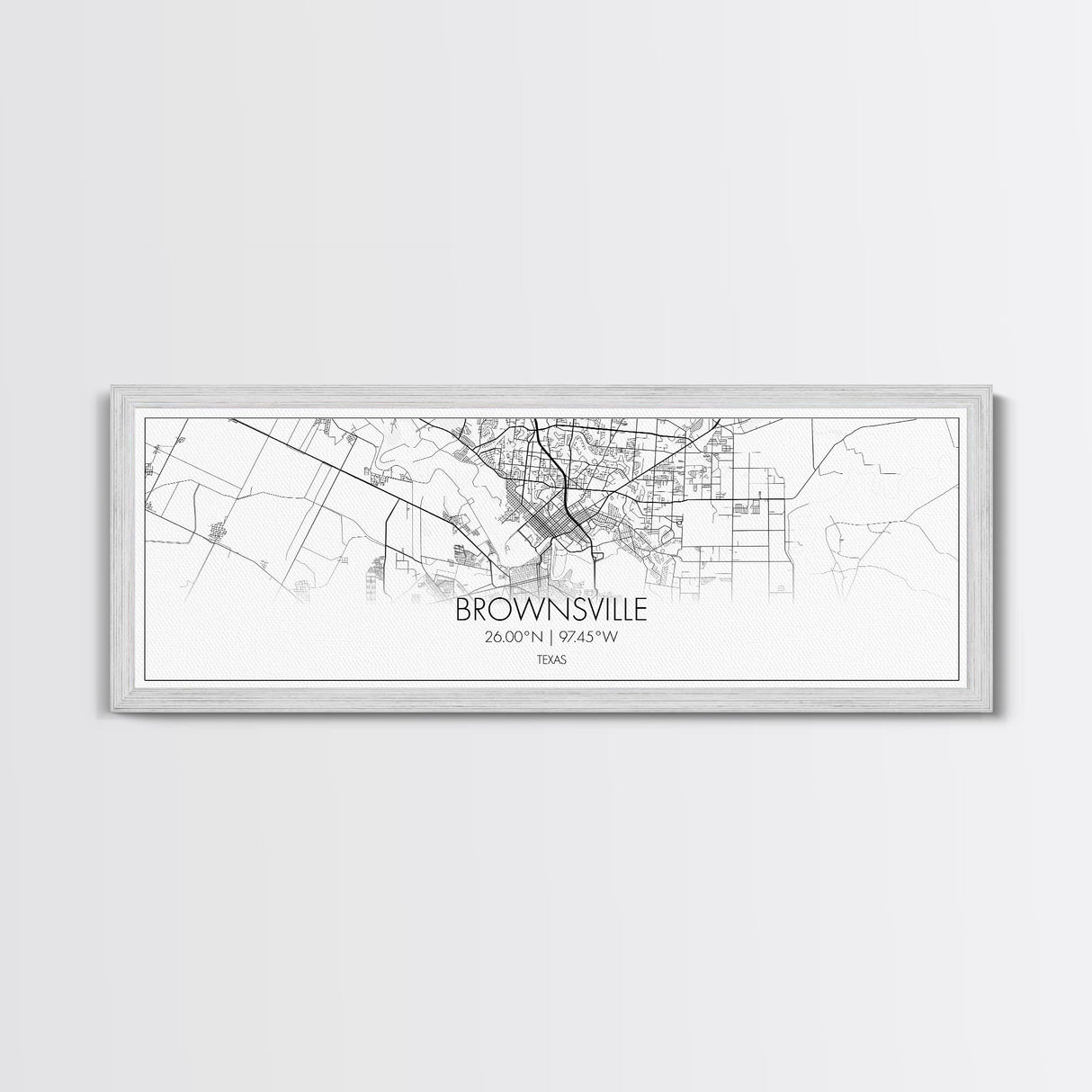 Panoramic Brownsville City Map, Texas Art, Map Print, Minimalist Wall Art, Canvas Art, Housewarming Gift, Street Map Art, Closing Gift