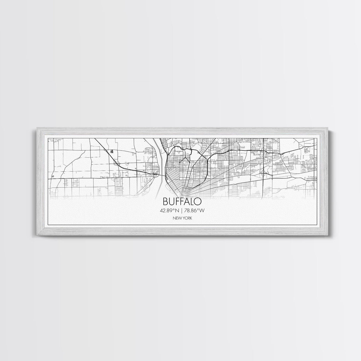 Panoramic Buffalo City Map, New York Art, Map Print, Minimalist Wall Art, Canvas Art, Housewarming Gift, Street Map Art, Closing Gift