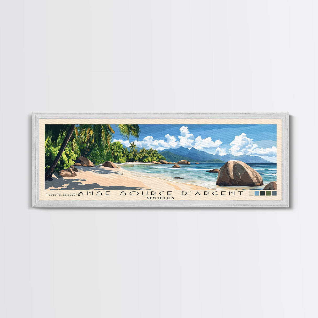 Anse Source d’Argent, Seychelles Panoramic Print, Vacation Gift, Seychelles Wall Art, Vacation Wall Art, Vacatation Memories, Beach Decor, Beach Or Lakehouse Art