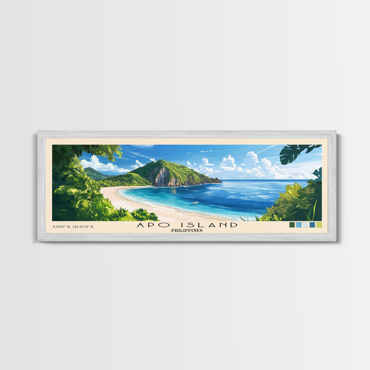 Apo Island, Philippines Panoramic Print, Vacation Gift, Philippines Wall Art, Beach Painting, Beach Decor, Beach Or Lakehouse Art