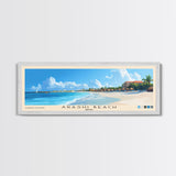 Arashi Beach, Aruba Panoramic Print, Vacation Gift, Aruba Wall Art, Beach Painting, Beach Decor, Large Wall Art, Wood Frame Art