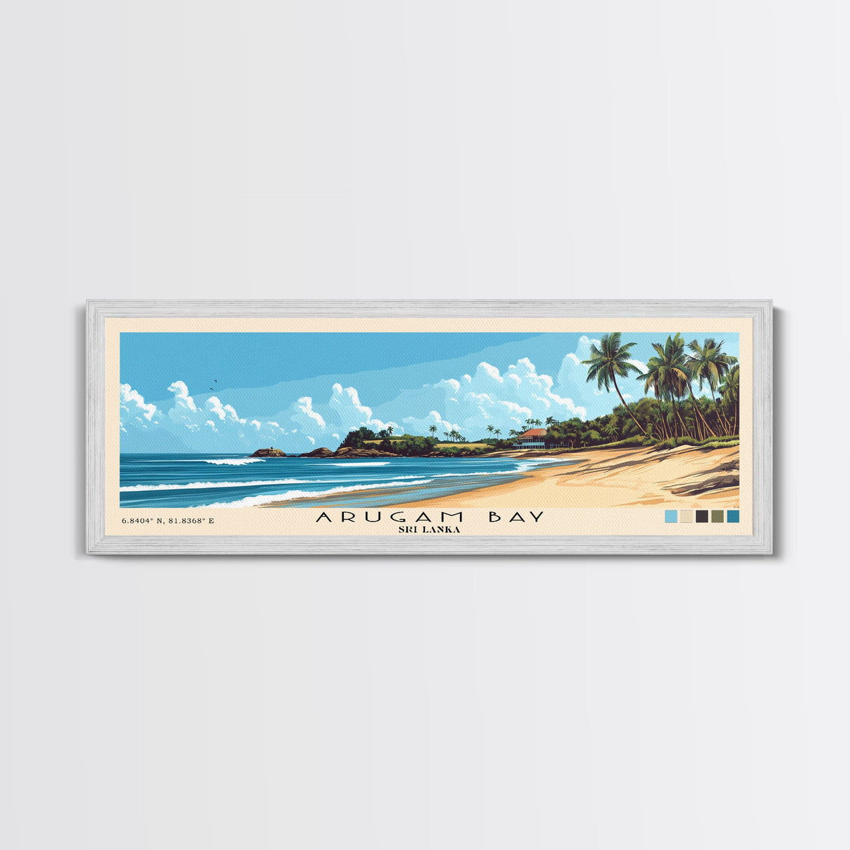 Arugam Bay, Sri Lanka Panoramic Beach Print, Vacation Gift, Sri Lanka Wall Art, Framed Canvas Print, Framed Beach Painting