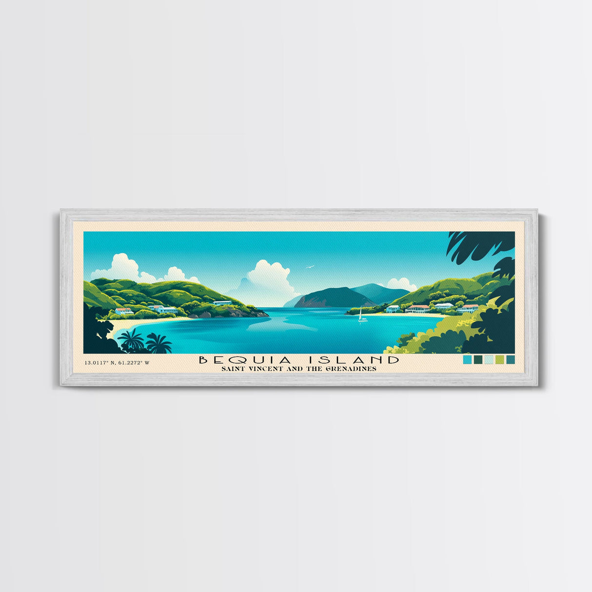 Bequia Island, Saint Vincent and the Grenadines Panoramic Print, Vacation Gift, Saint Vincent and the Grenadines Wall Art, Vacation Wall Art, Vacatation Memories, Beach Decor, Beach Or Lakehouse Art