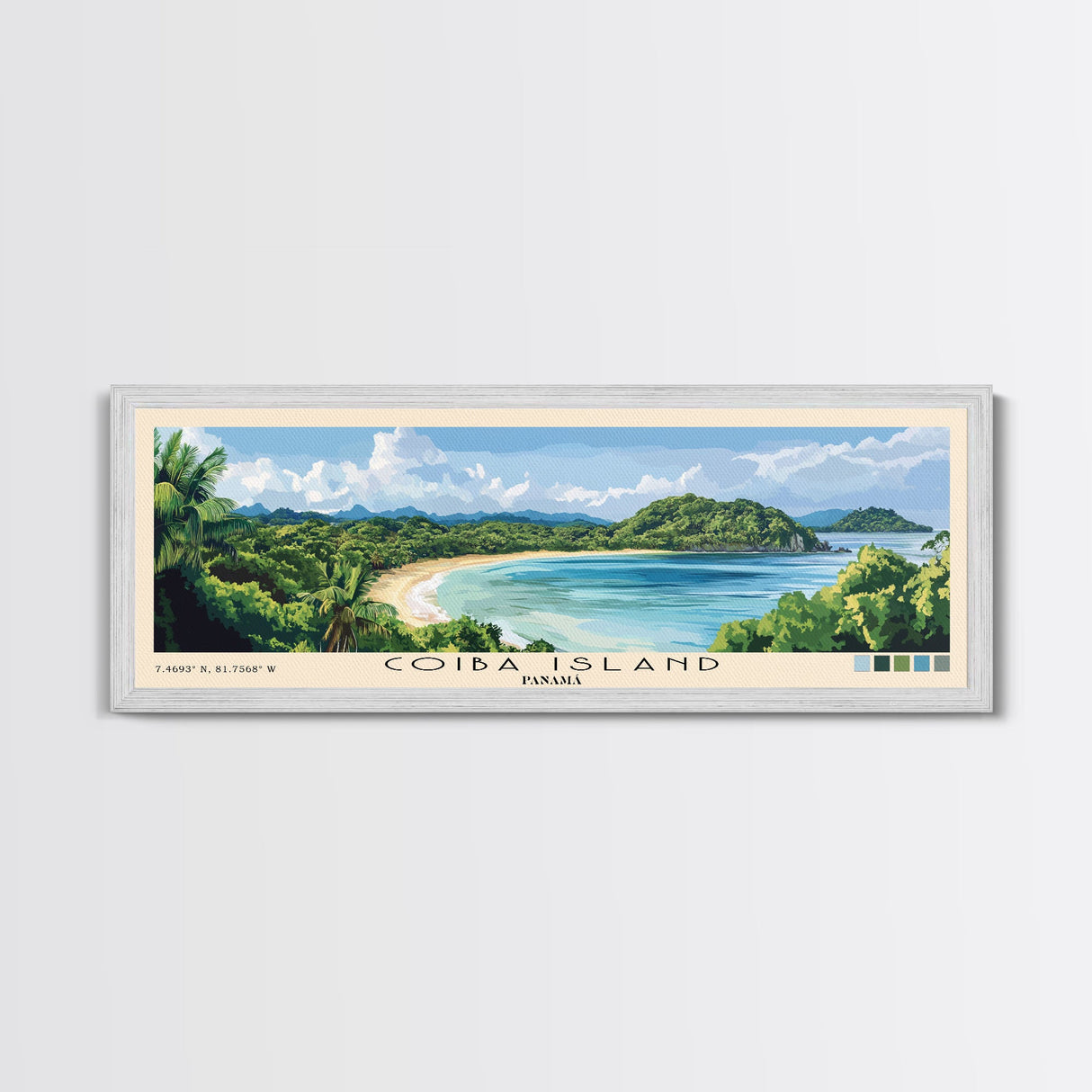 Coiba Island, Panamá Panoramic Beach Print, Vacation Gift, Panamá Wall Art, Beach Painting, Beach Decor, Beach Painting