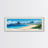 Copacabana, Brazil Panoramic Beach Print, Vacation Gift, Brazil Wall Art, Framed Canvas Print, Framed Beach Painting