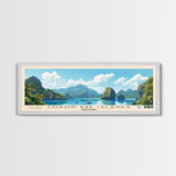 Coron Bay Islands, Philippines Panoramic Beach Print, Vacation Gift, Philippines Wall Art, Framed Canvas Print, Framed Beach Painting