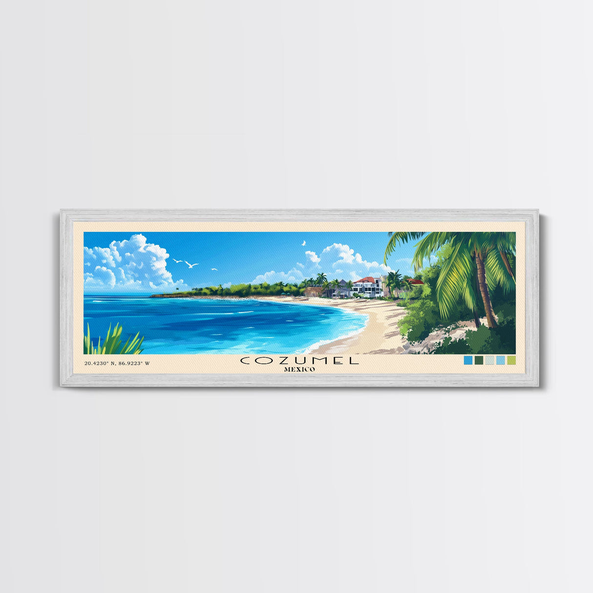 Cozumel, Mexico Panoramic Print, Vacation Gift, Mexico Wall Art, Beach Painting, Beach Decor, Beach Or Lakehouse Art