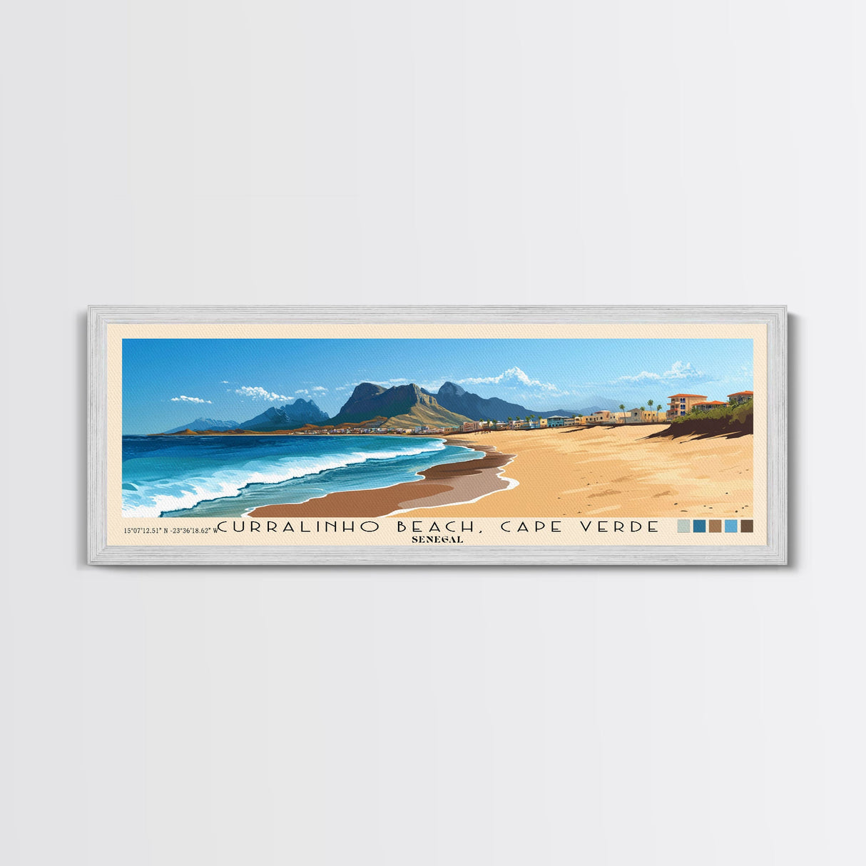 Curralinho Beach, Cape Verde, Senegal Panoramic Beach Print, Vacation Gift, Senegal Wall Art, Beach Painting, Beach Decor, Beach Painting