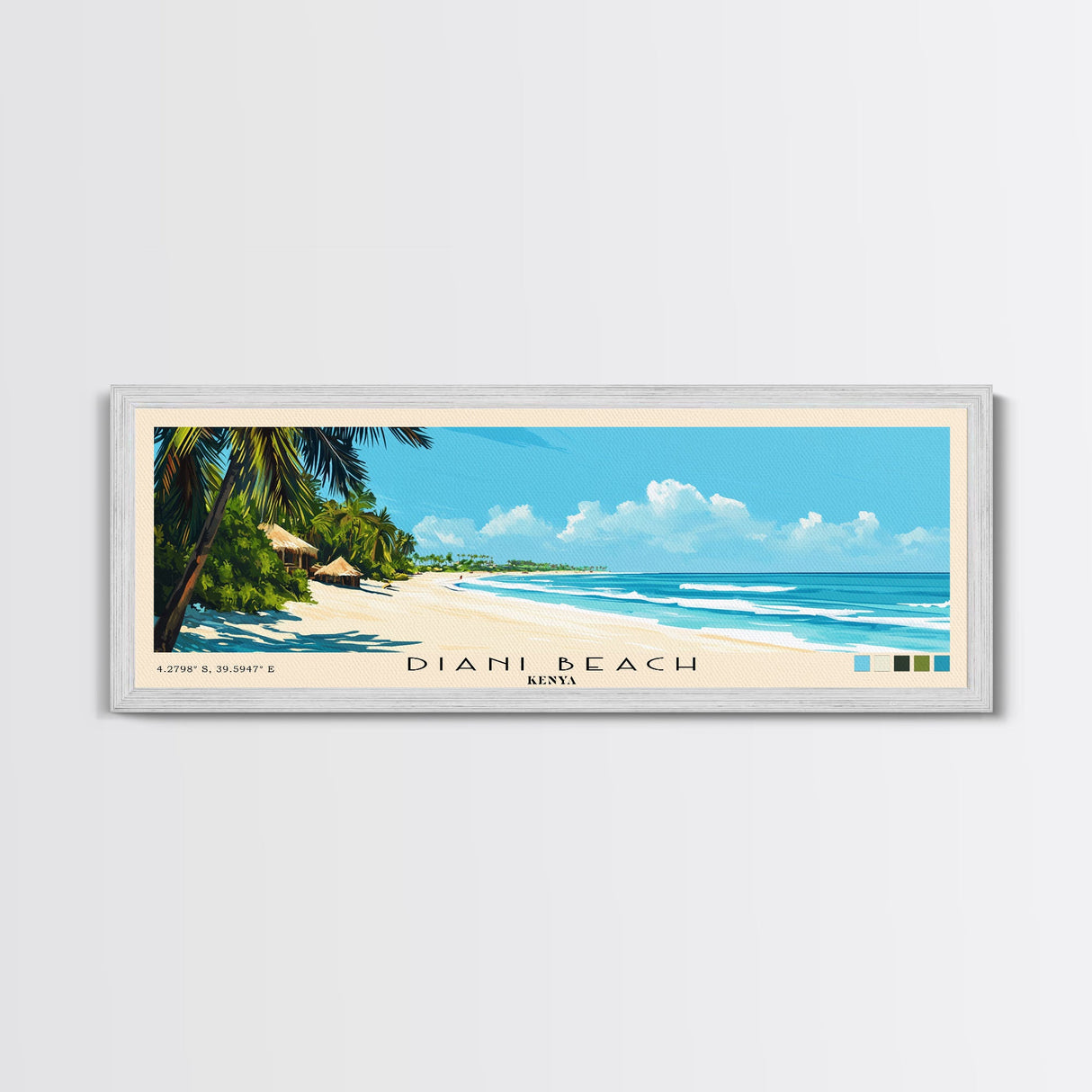 Diani Beach, Kenya Panoramic Print, Vacation Gift, Kenya Wall Art, Beach Painting, Beach Decor, Large Wall Art, Wood Frame Art