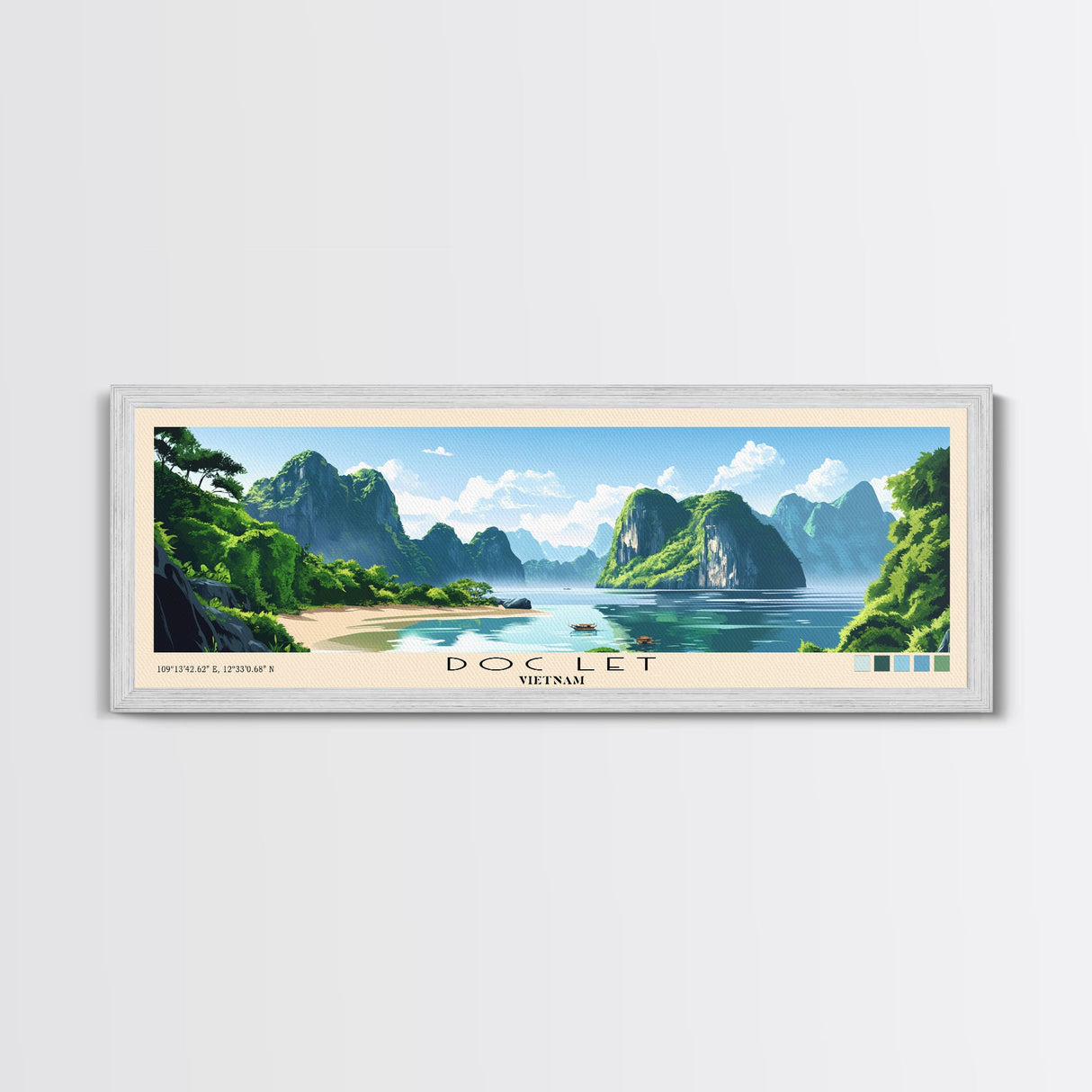 Doc Let, Vietnam Panoramic Beach Print, Vacation Gift, Vietnam Wall Art, Beach Painting, Beach Decor, Beach Painting