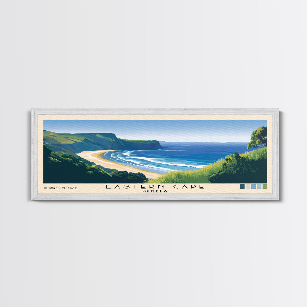 Eastern Cape, Coffee Bay Panoramic Beach Print, Vacation Gift, Coffee Bay Wall Art, Beach Painting, Beach Decor, Beach Painting