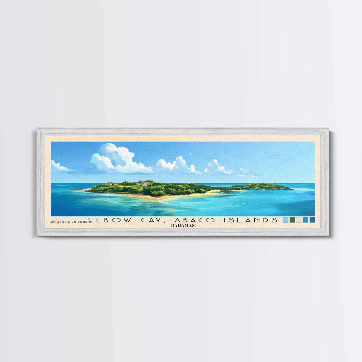 Elbow Cay, Abaco Islands, Bahamas Panoramic Print, Vacation Gift, Bahamas Wall Art, Beach Painting, Beach Decor, Beach Or Lakehouse Art