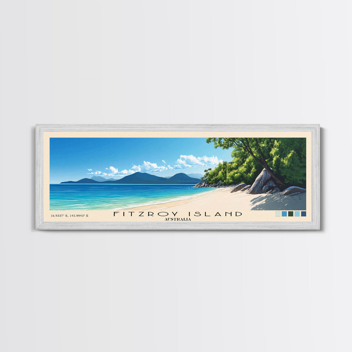 Fitzroy Island, Australia Panoramic Print, Vacation Gift, Australia Wall Art, Beach Painting, Beach Decor, Beach Or Lakehouse Art