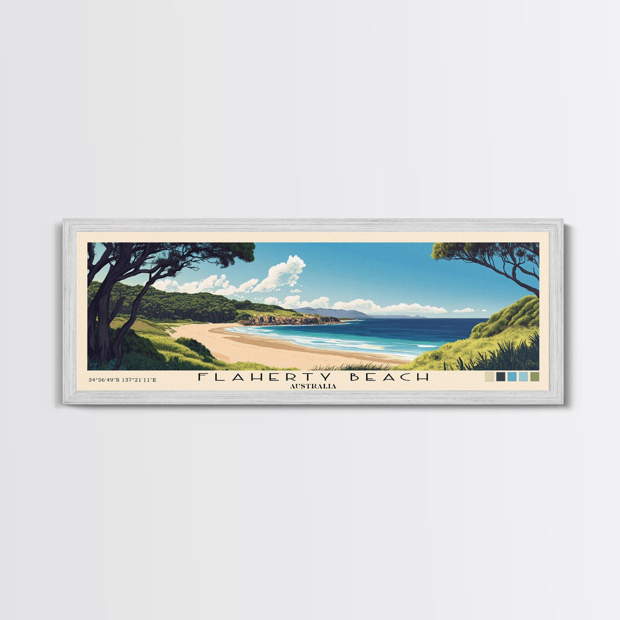 Flaherty Beach, Australia Panoramic Beach Print, Vacation Gift, Australia Wall Art, Beach Painting, Beach Decor, Beach Painting