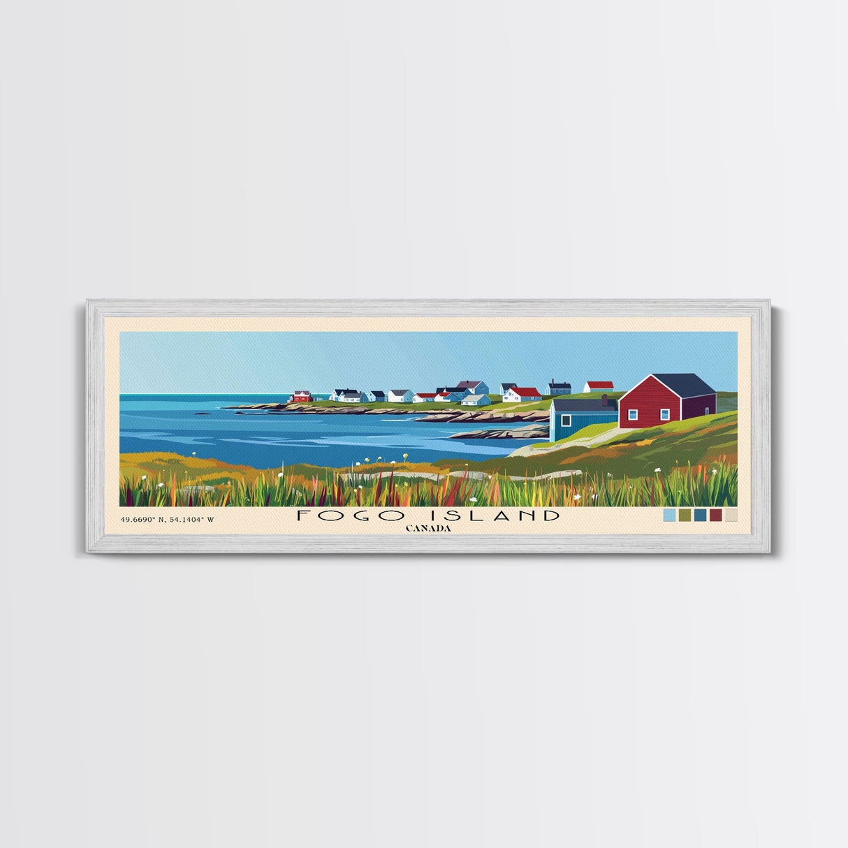 Fogo Island, Canada Panoramic Beach Print, Vacation Gift, Canada Wall Art, Framed Canvas Print, Framed Beach Painting