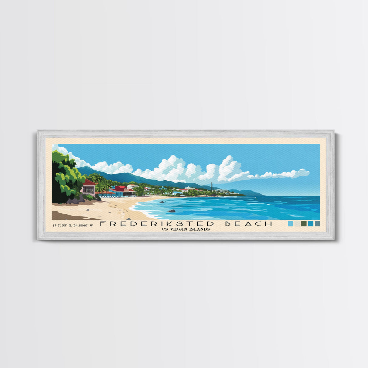 Frederiksted Beach, US Virgin islands Panoramic Print, Vacation Gift, US Virgin islands Wall Art, Beach Painting, Beach Decor, Beach Or Lakehouse Art