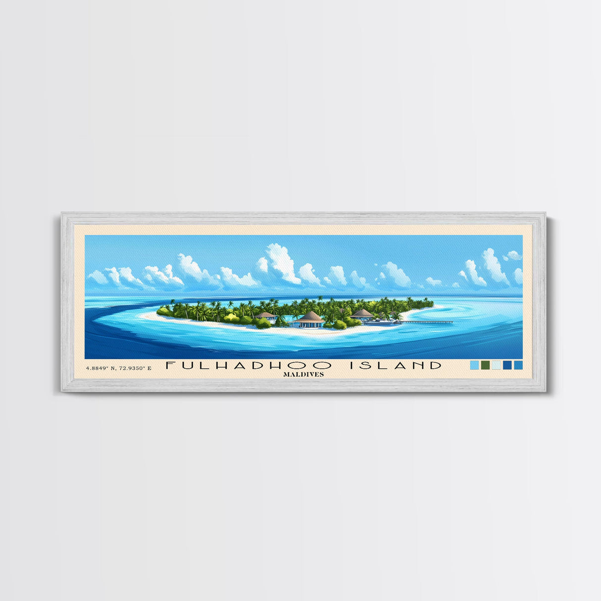 Fulhadhoo Island, Maldives Panoramic Print, Vacation Gift, Maldives Wall Art, Beach Painting, Beach Decor, Beach Or Lakehouse Art