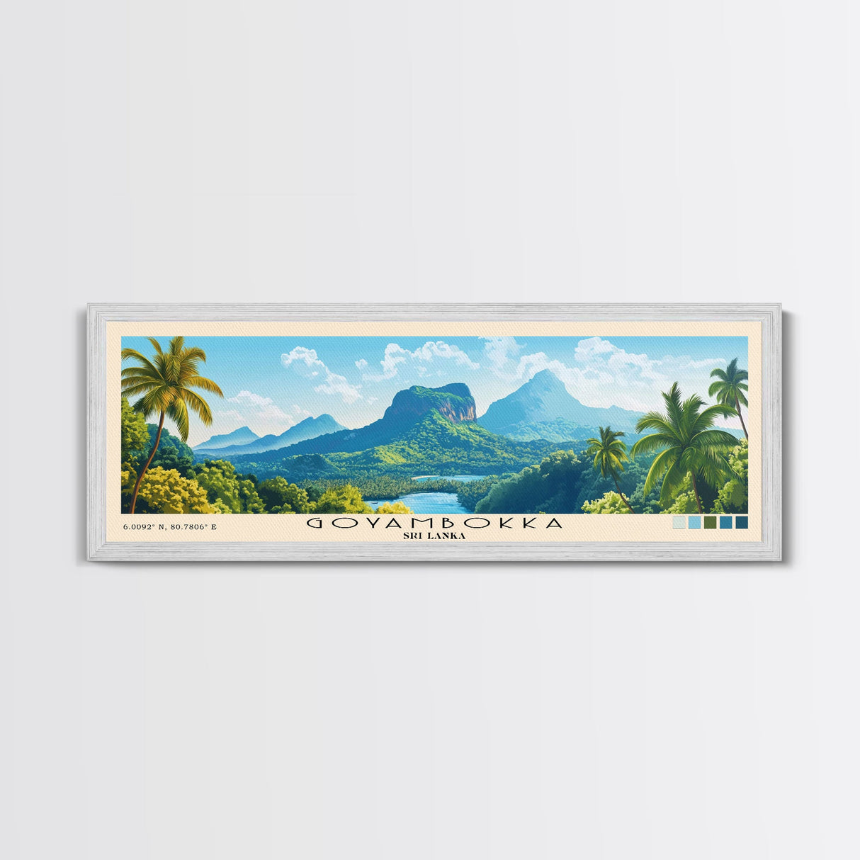 Goyambokka, Sri Lanka Panoramic Print, Vacation Gift, Sri Lanka Wall Art, Beach Painting, Beach Decor, Large Wall Art, Wood Frame Art