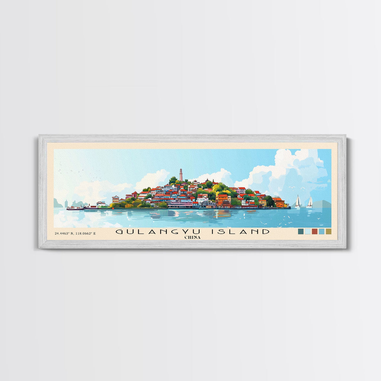 Gulangyu Island, China Panoramic Print, Vacation Gift, China Wall Art, Beach Painting, Beach Decor, Beach Or Lakehouse Art