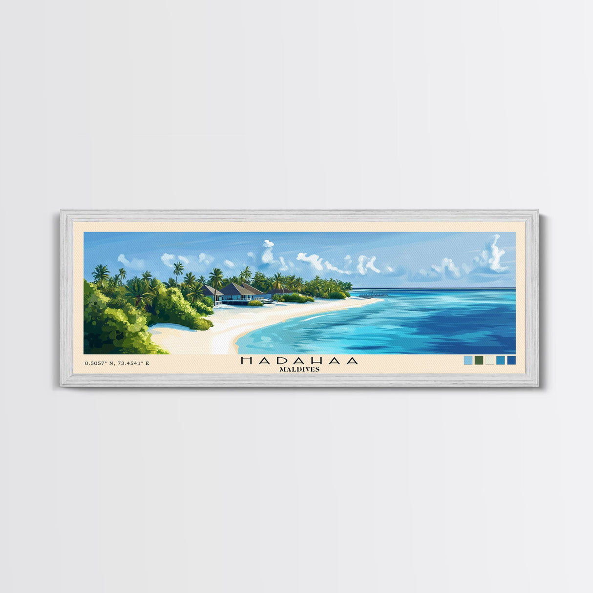 Hadahaa, Maldives Panoramic Beach Print, Vacation Gift, Maldives Wall Art, Framed Canvas Print, Framed Beach Painting